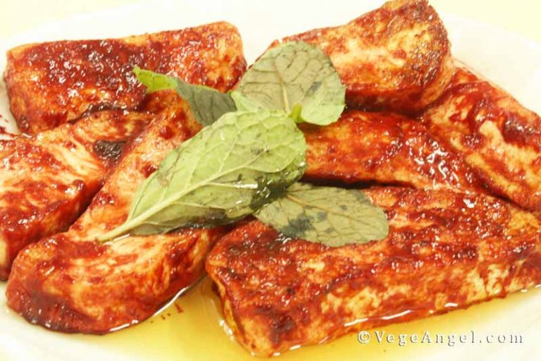 Vegetarian Recipe PanFried Tofu with Red Yeast Rice Paste Vege Angel