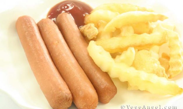 Vegetarian Recipe: Baked Vegetarian Sausage with French Fries