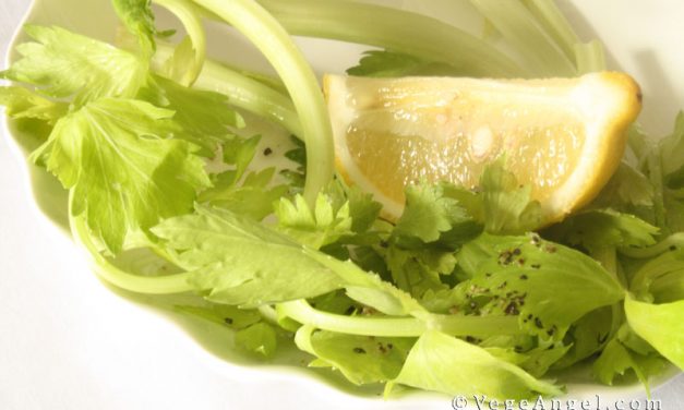 Vegetarian Recipe: Celery Leaves with Grape Seed Oil