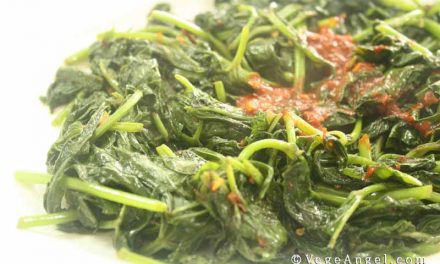 Vegetarian Recipe: Sauteed Sweet Potato Leaves with Vegetarian Belacan