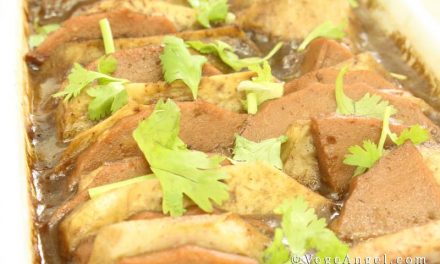 Vegetarian Recipe: Taro and Vegetarian Ham in Barbecue Sauce
