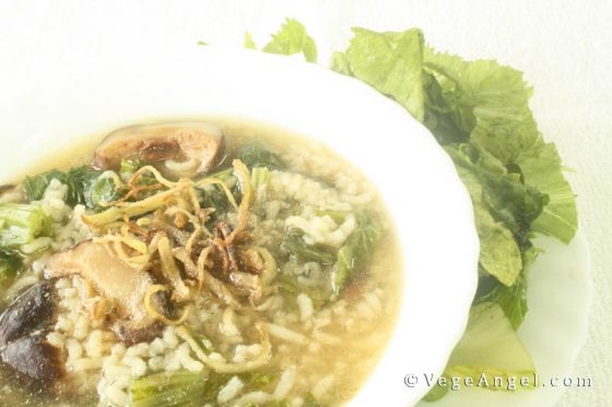 Vegetarian Recipe: Mustard Green Rice Porridge | Vege Angel