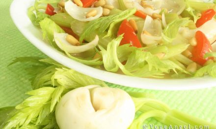 Vegan Recipe: Stir-Fried Celery, Ginger and Lily Bulb with Pine Nuts