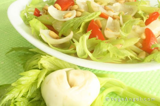 Stir-Fried Celery Ginger and Lily Bulb with Pine Nuts 松子百合炒西芹