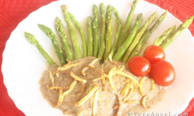 Vegan Recipe: Asparagus in White Button Mushroom Sauce