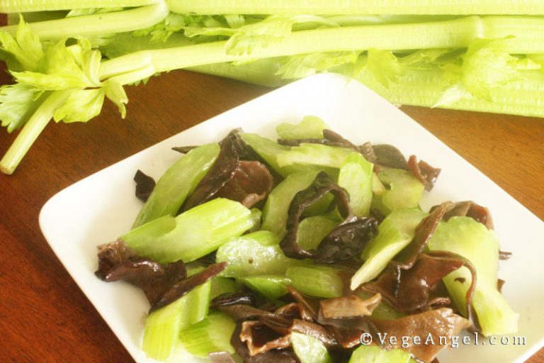 Vegan Recipe StirFried Celery with Wood Ear Mushrooms Vege Angel