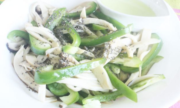 Vegan Recipe: King Trumpet Mushroom, Green Bell Pepper and Chia Seeds Salad