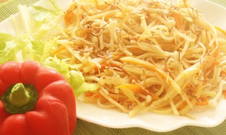 Vegan Recipe: Stir-Fried Enoki Mushrooms with Veggie Trio Strips